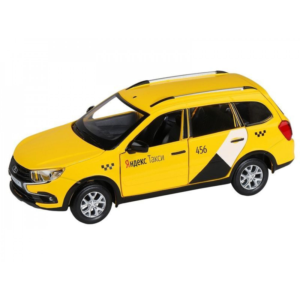 Машина "АВТОПАНОРАМА" Яндекс.Такси LADA GRANTA CROSS, желтый, 1/24, в/к 24,5*12,5*10,5 см