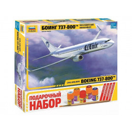 Сборная модель ZVEZDA Пассажирский авиалайнер Боинг 737-800, подарочный набор, 1/144